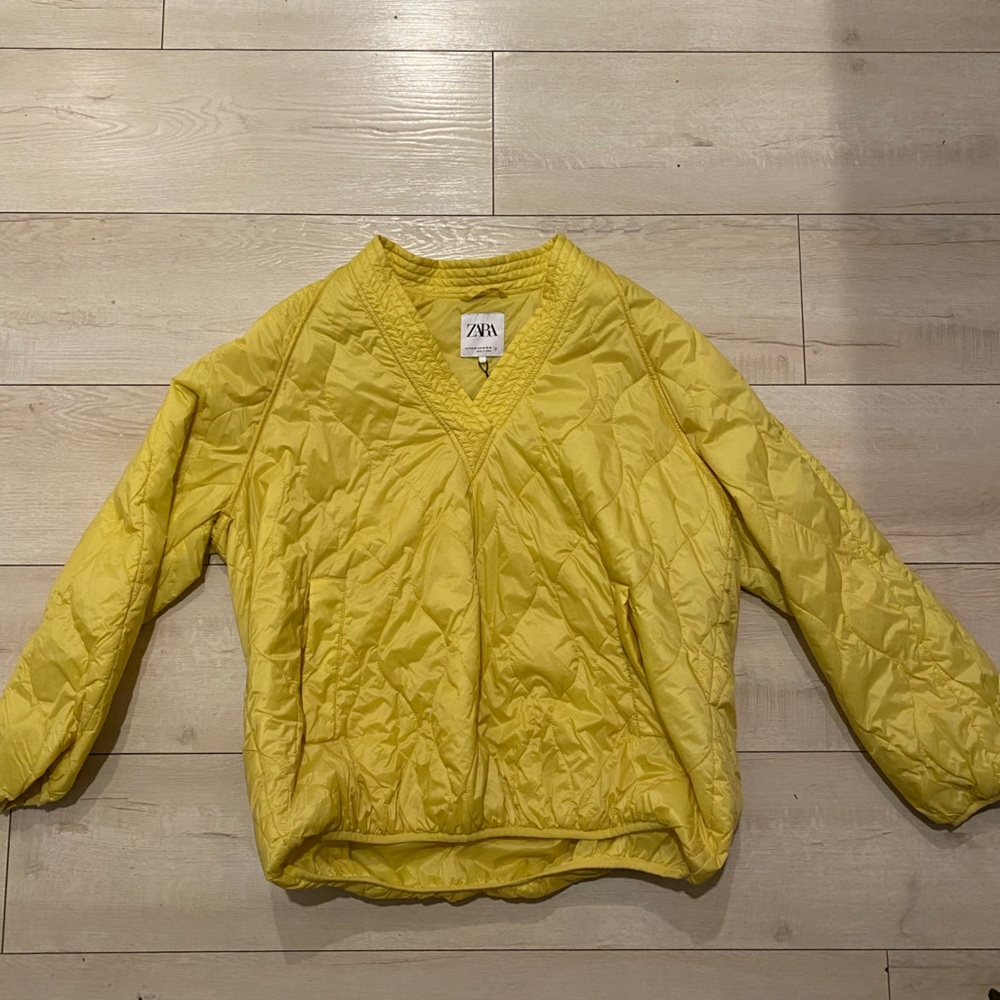 Yellow ZARA army quilt coat